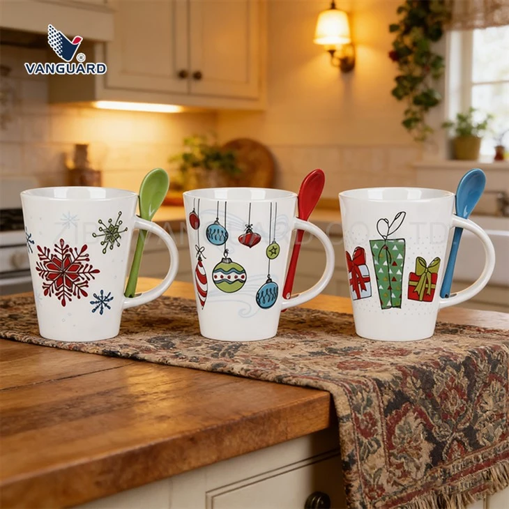 Ceramic Mug With Spoon in Handle